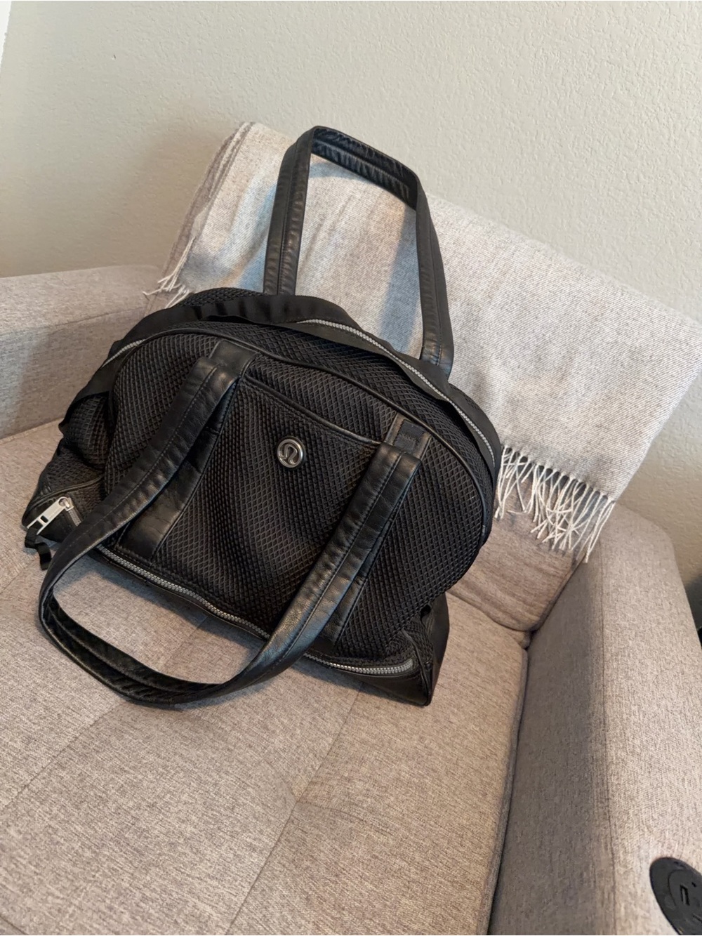 lululemon athletica Black Mesh Travel Duffel